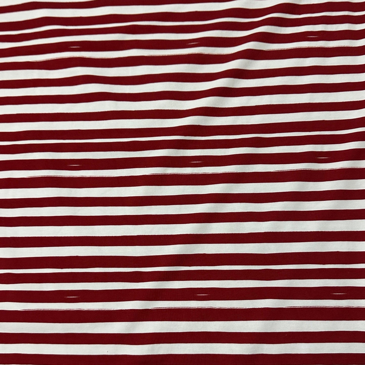 Red and White Stripes on Bamboo/Spandex Jersey Fabric - Nature's Fabrics