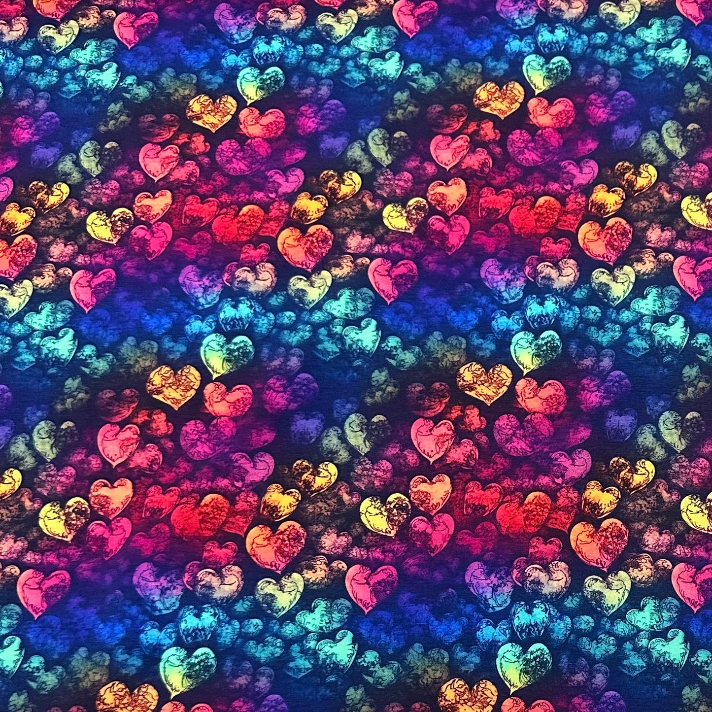 Rustic Ink Hearts on Bamboo Stretch French Terry Fabric - Nature's Fabrics