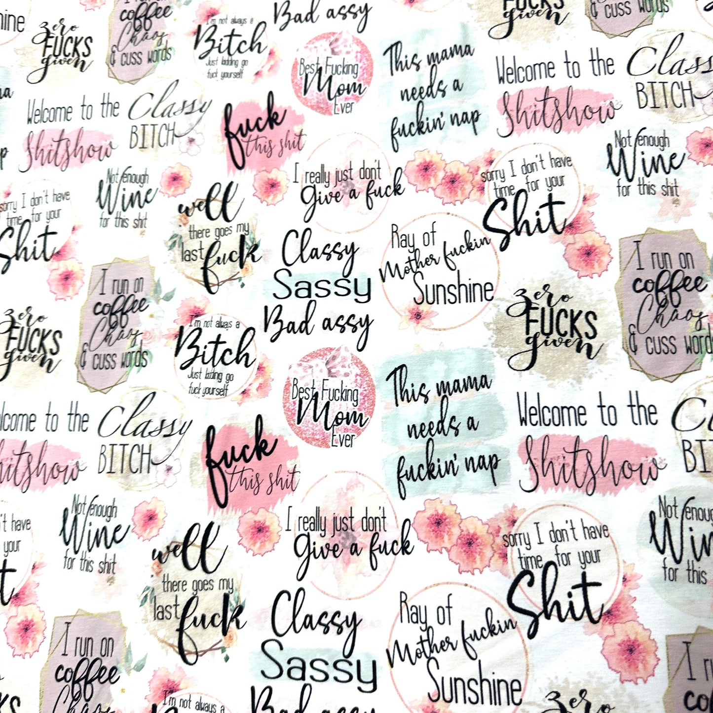 Sassy Quotes on Organic Cotton/Spandex Jersey Fabric - Nature's Fabrics