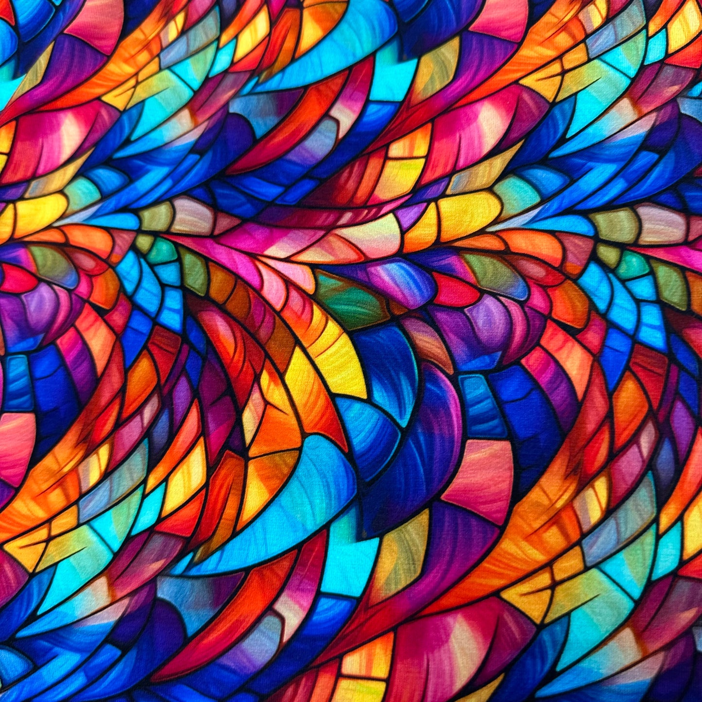 Stained Glass Swirls on Bamboo/Spandex Jersey Fabric - Nature's Fabrics