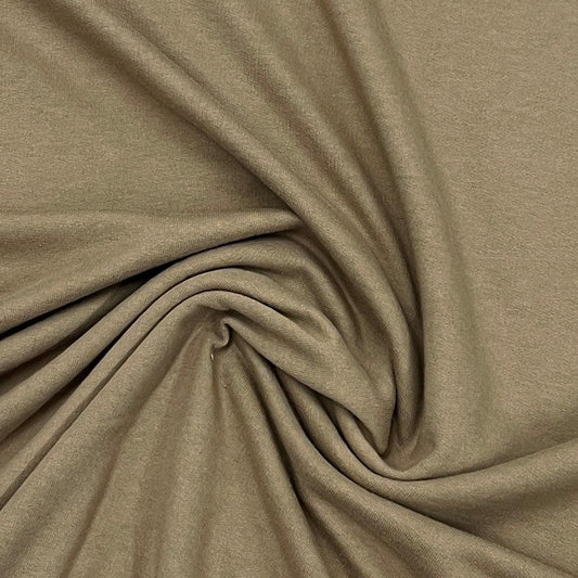 Taupe Medium Weight Organic Cotton French Terry Fabric - Grown in the USA - Nature's Fabrics
