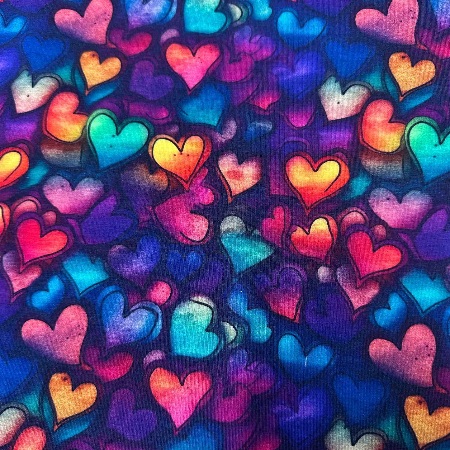 Tossed Ink Hearts on Bamboo/Spandex Jersey Fabric - Nature's Fabrics