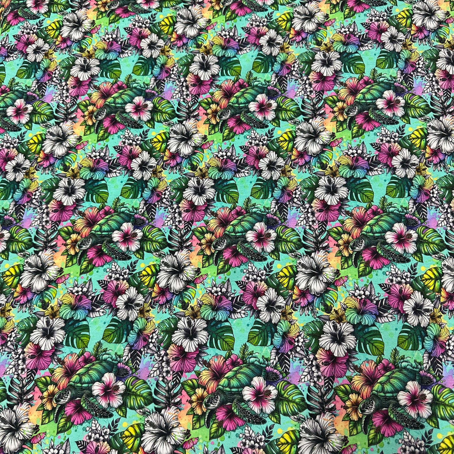 Tropical Turtles on Bamboo/Spandex Jersey Fabric - Nature's Fabrics