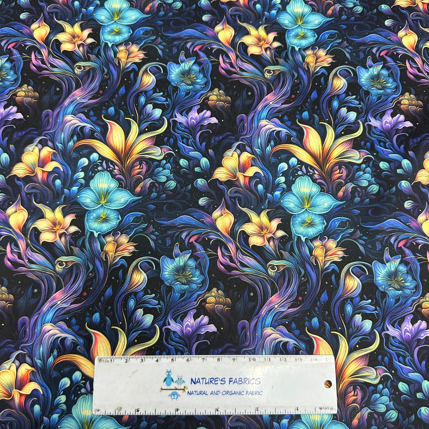 Vivid Floral Bioluminescence 1 mil PUL Fabric - Made in the USA - Nature's Fabrics