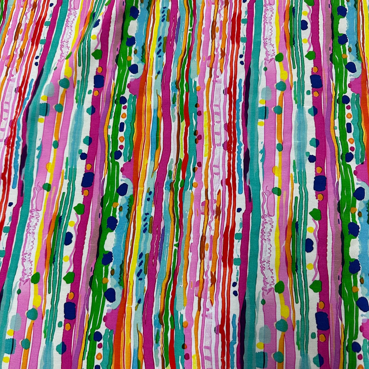 Watercolor Splatter Stripes on Bamboo/Spandex Jersey Fabric - Nature's Fabrics