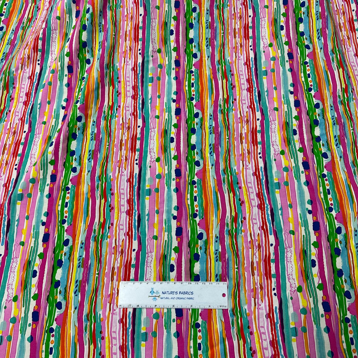 Watercolor Splatter Stripes on Bamboo/Spandex Jersey Fabric - Nature's Fabrics