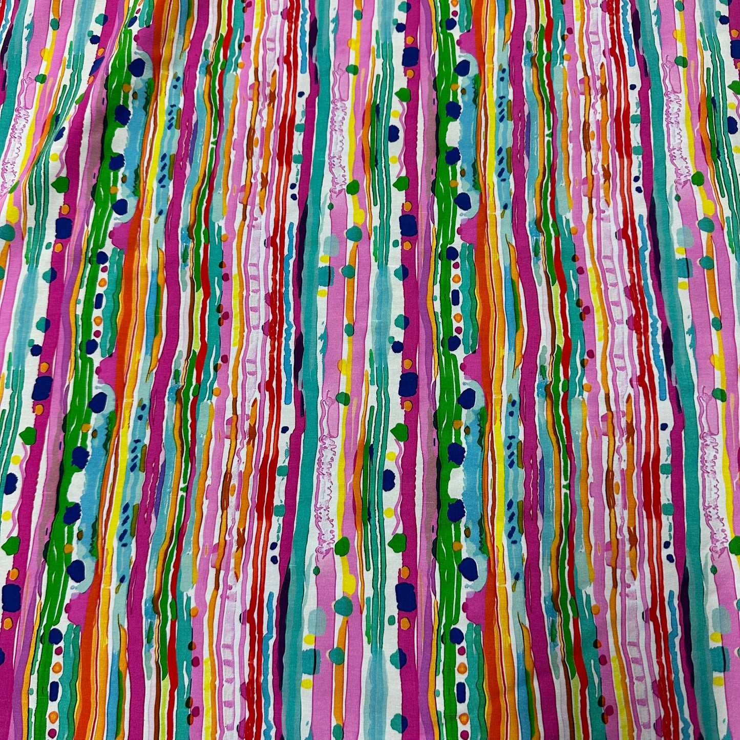 Watercolor Splatter Stripes on Bamboo/Spandex Jersey Fabric - Nature's Fabrics
