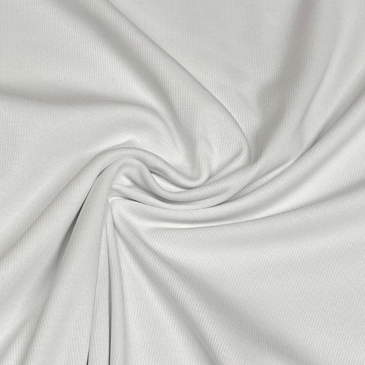 White Cotton/Spandex Rib Knit Fabric - 2x1 - Nature's Fabrics