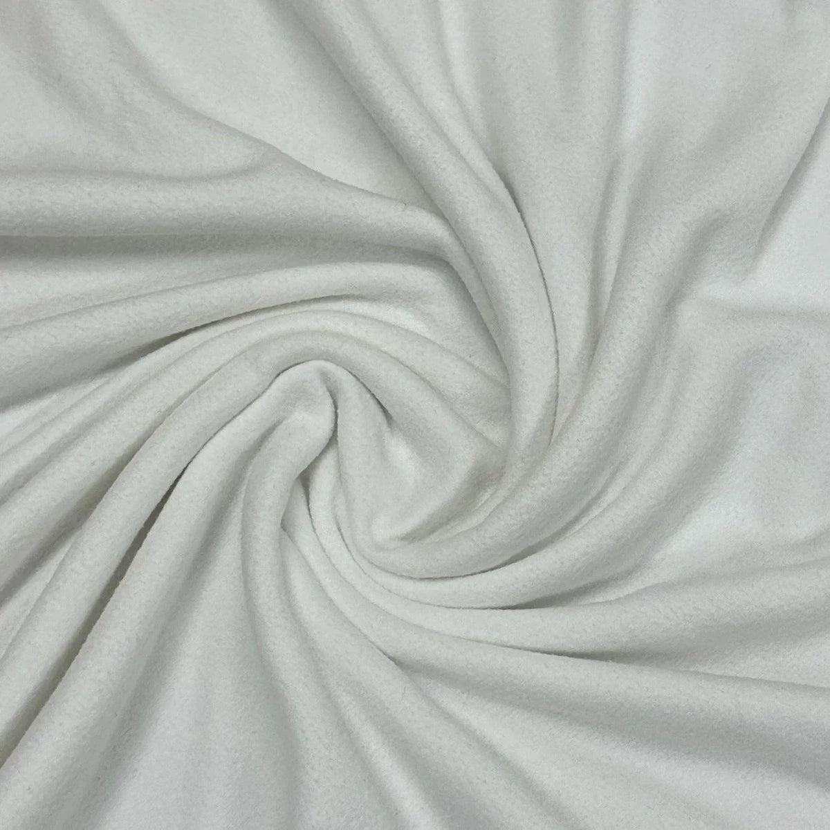 White Nature's Fabrics premium natural fabric draped in a soft swirl pattern.