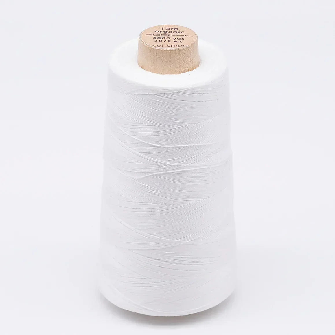 White Organic Cotton Sewing Thread Cone - 3000 yards 30/2 - Nature's Fabrics