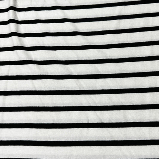 Nature's Fabrics white organic cotton fabric with black horizontal stripes