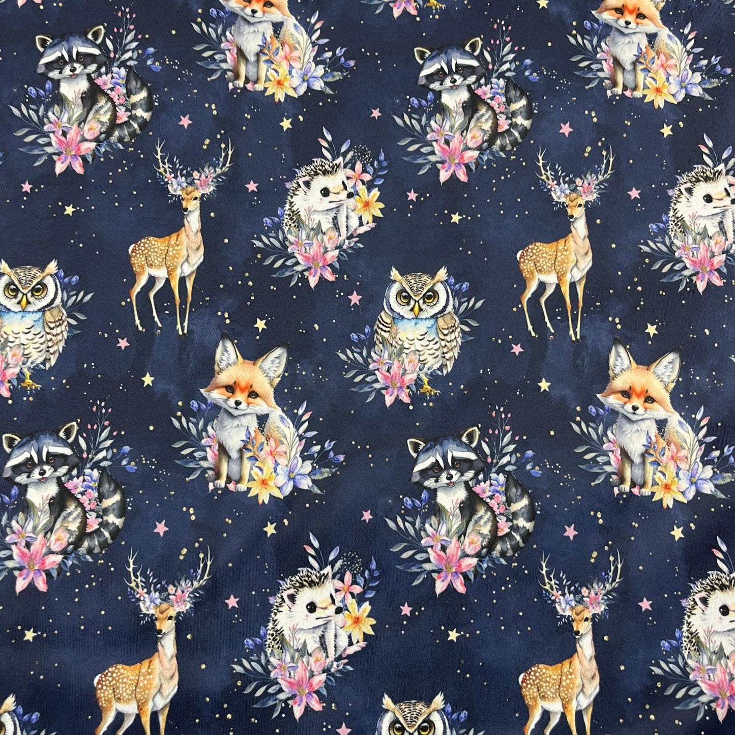 Wild Animals on Navy 1 mil PUL Fabric- Made in the USA - Nature's Fabrics