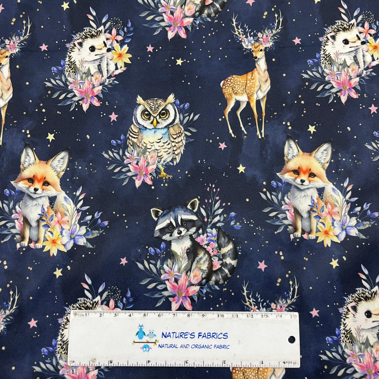 Wild Animals on Navy 1 mil PUL Fabric- Made in the USA - Nature's Fabrics