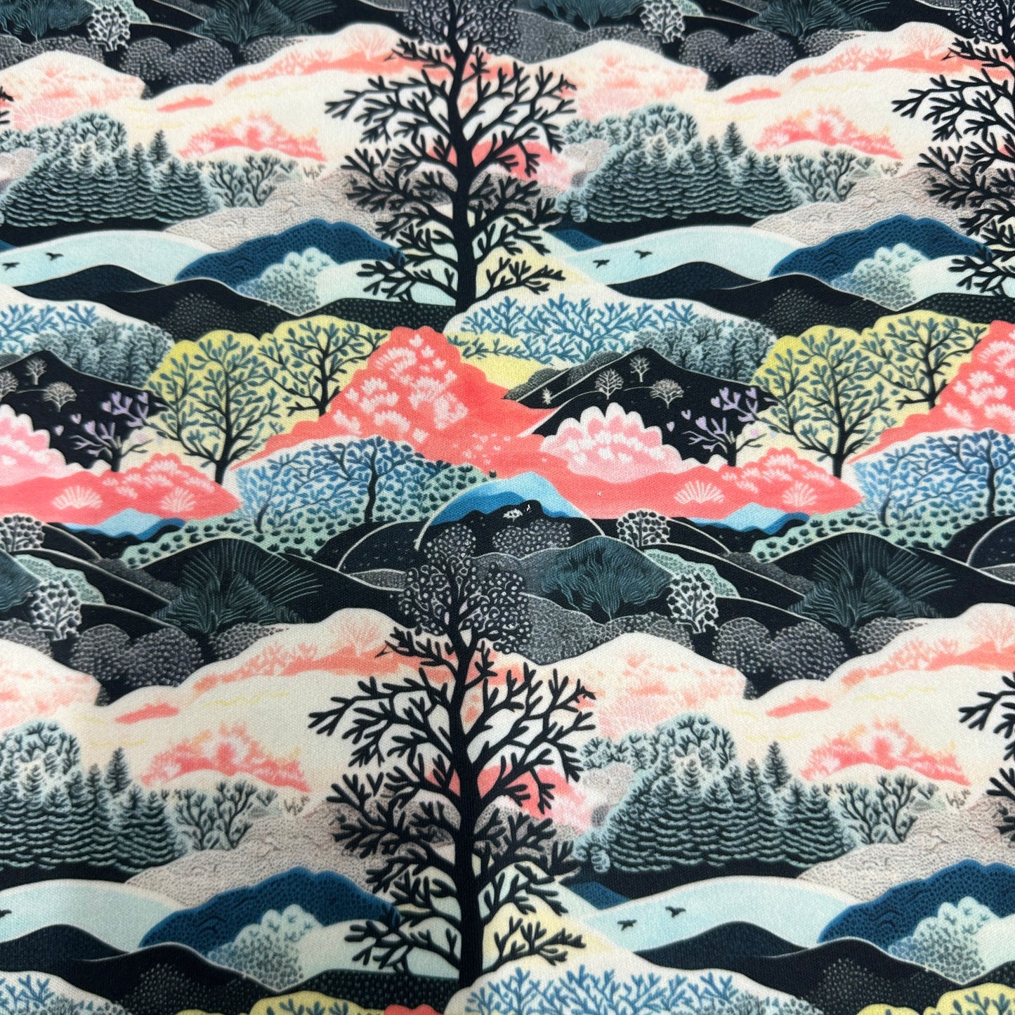 Woodblock Forest 1 mil PUL Fabric - Made in the USA - Nature's Fabrics