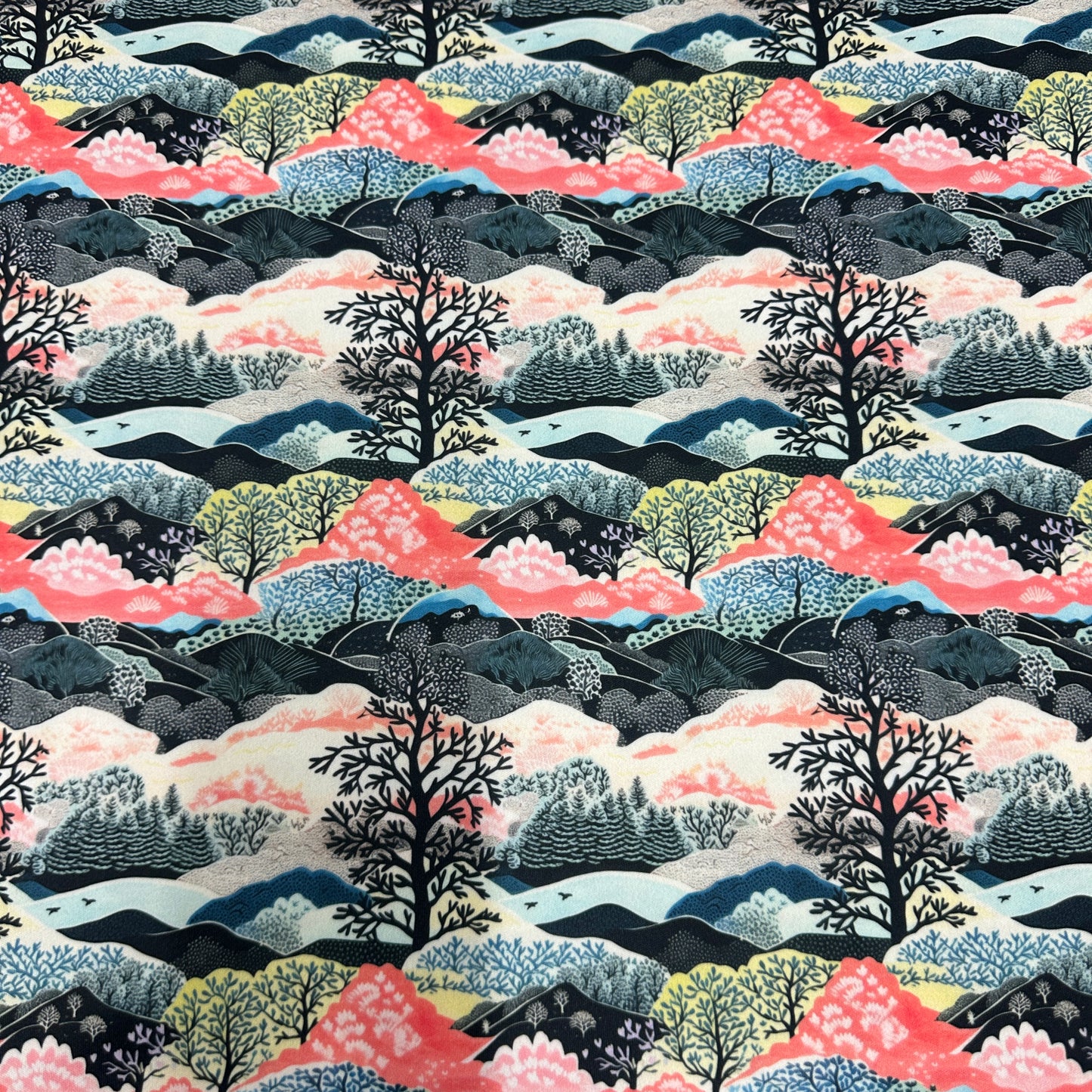 Woodblock Forest 1 mil PUL Fabric - Made in the USA - Nature's Fabrics