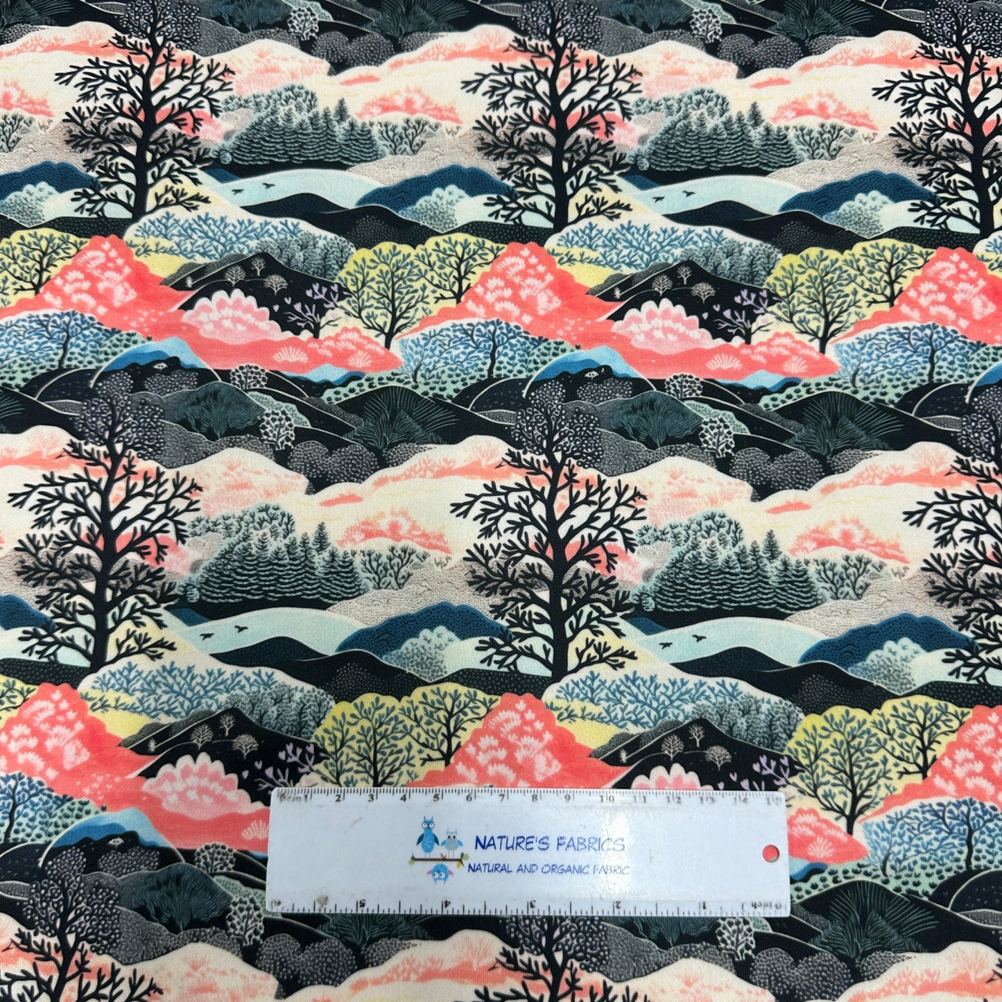 Woodblock Forest 1 mil PUL Fabric - Made in the USA - Nature's Fabrics