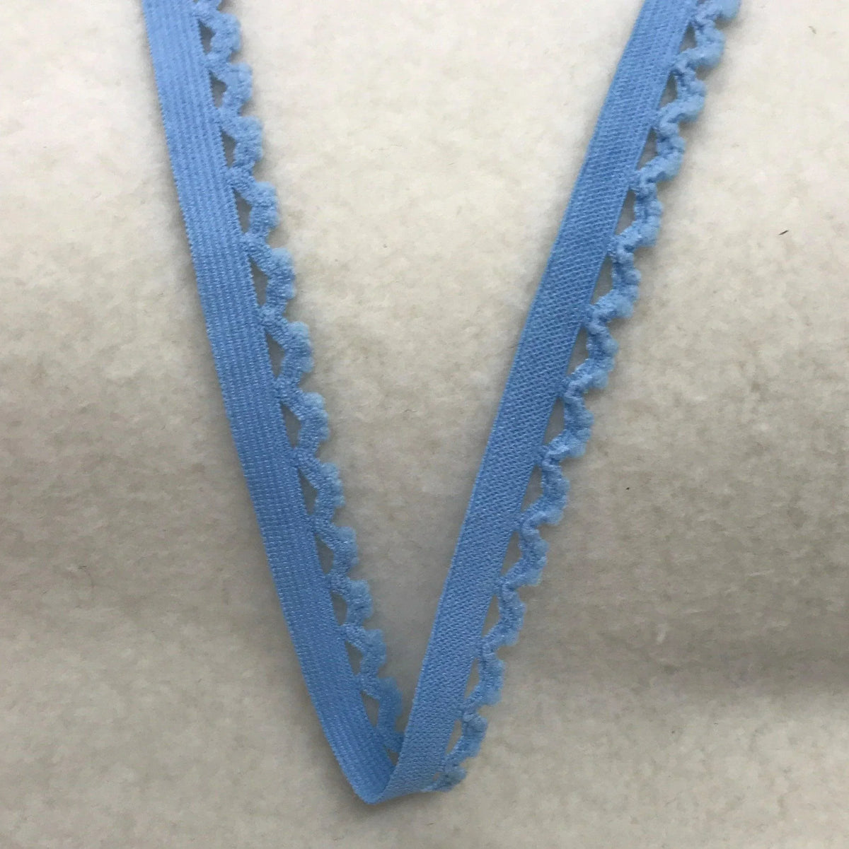 Light blue scalloped elastic trim from Nature's Fabrics