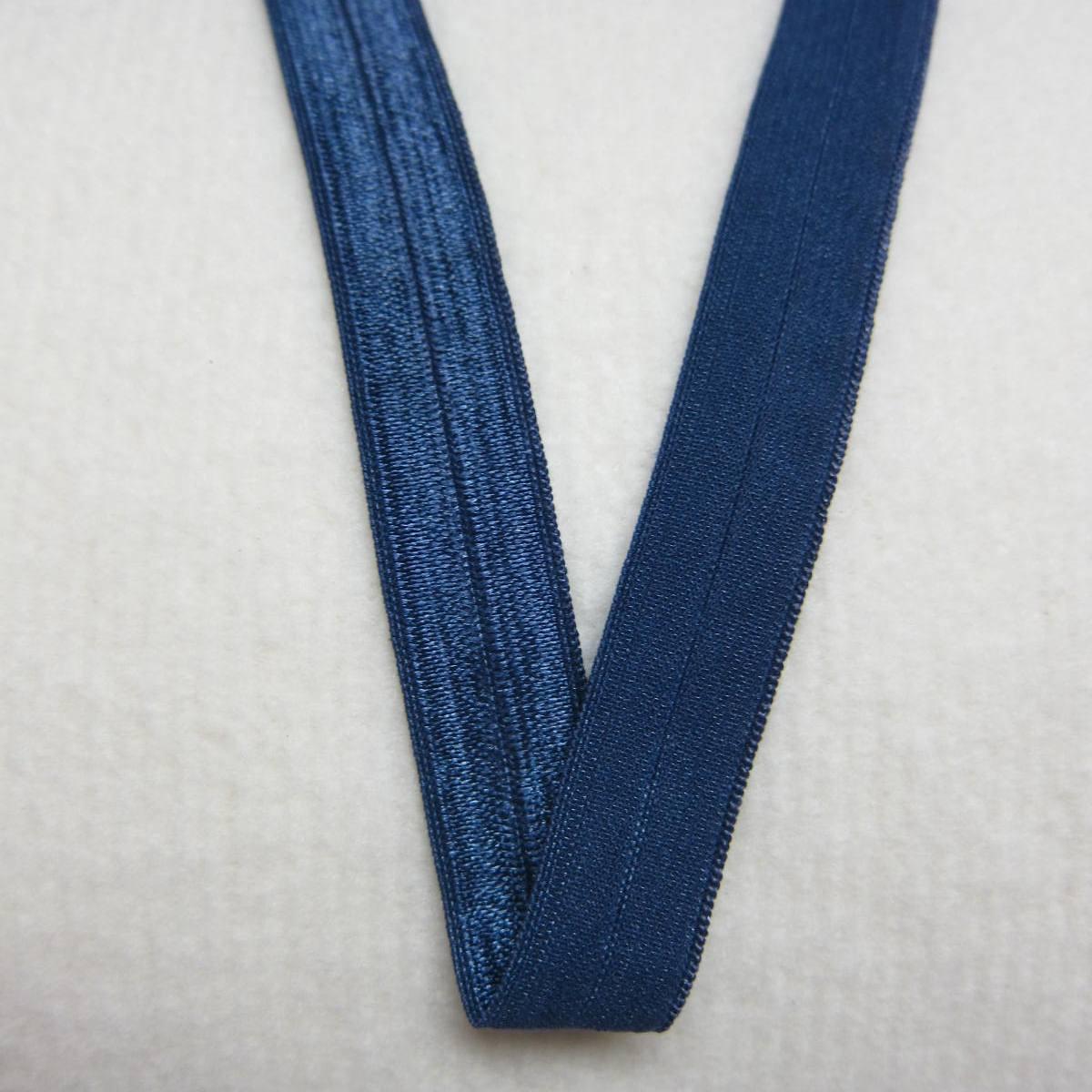 5/8" Shiny Fold Over Elastic-Light Navy - Nature's Fabrics