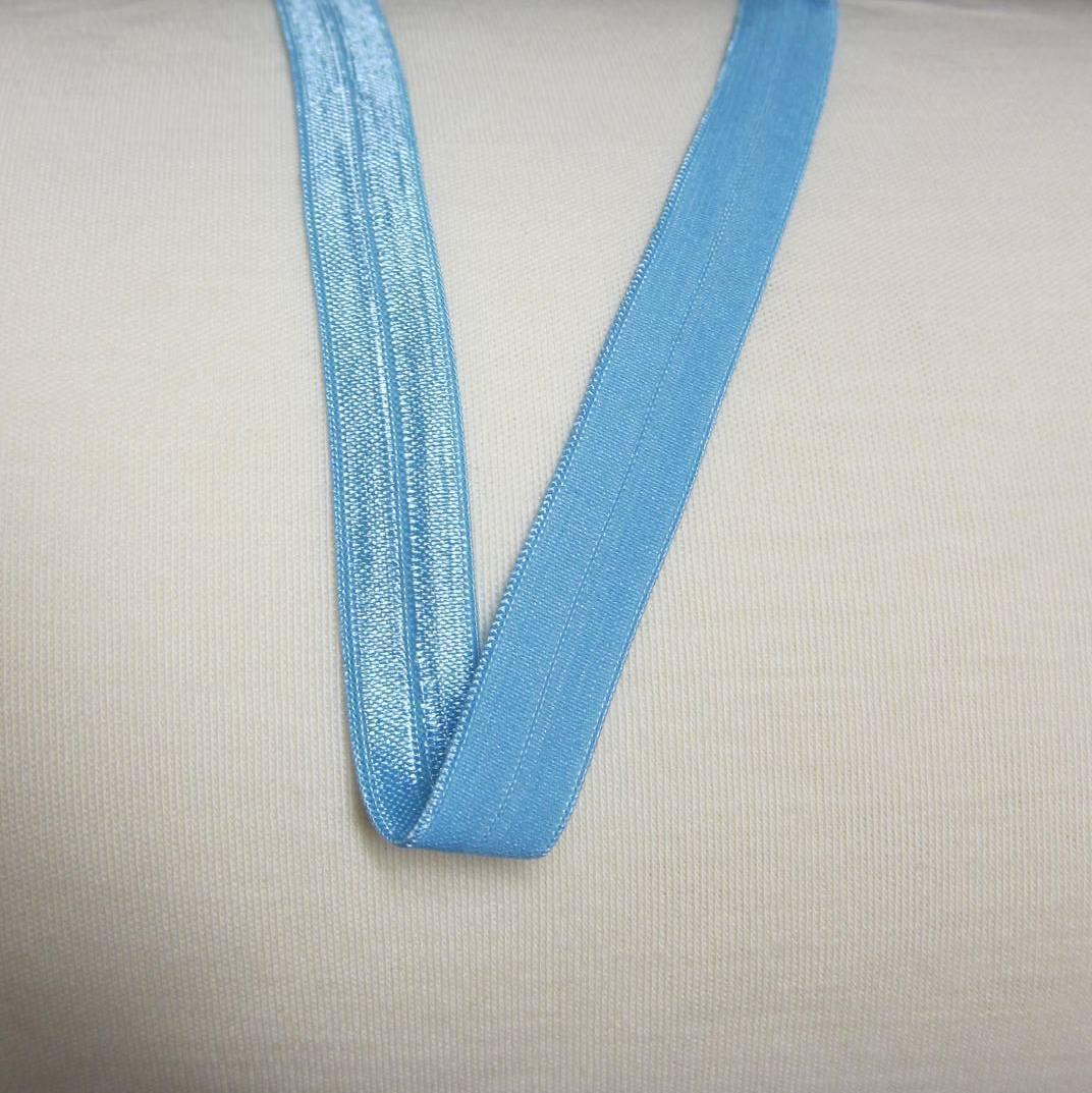 Close-up of light blue ribbed fabric ribbon from Nature's Fabrics