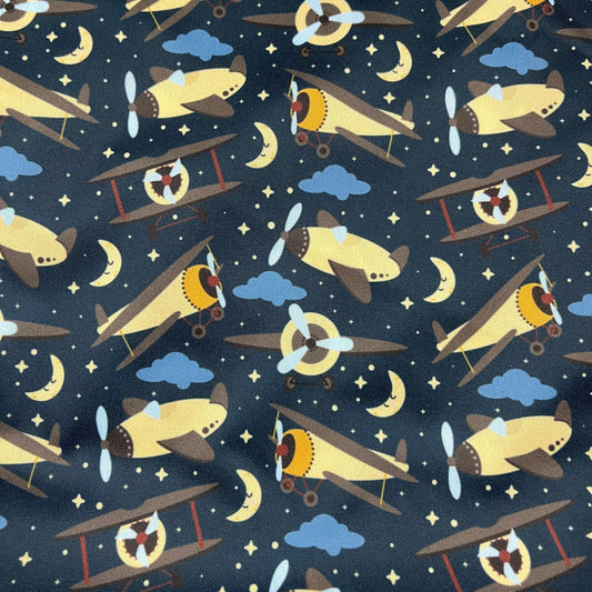 Airplanes at Night 1 mil PUL Fabric - Made in the USA - Nature's Fabrics