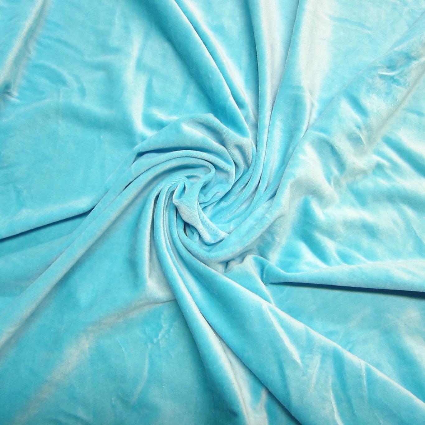 Aqua Blue Cotton Velour Fabric - Nature's Fabrics