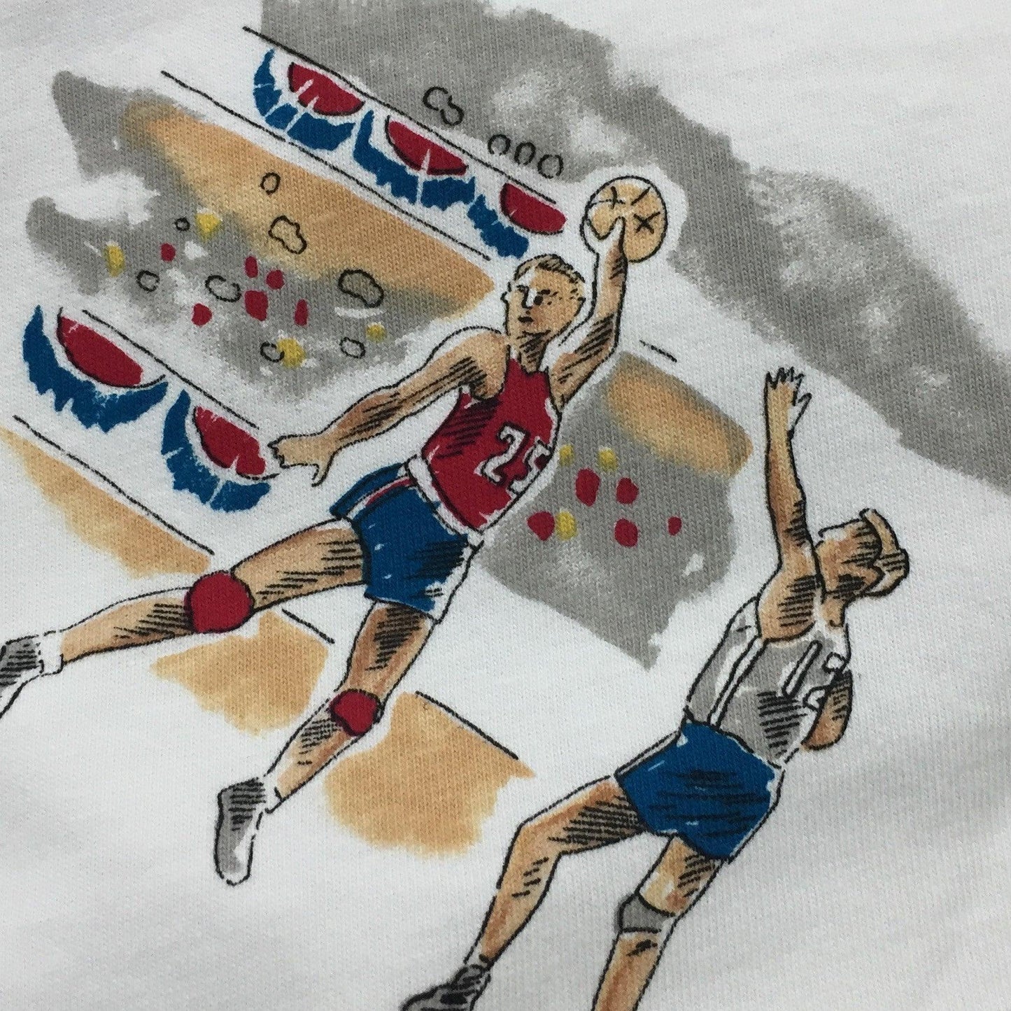 Basketball on White Cotton Jersey Fabric - Nature's Fabrics