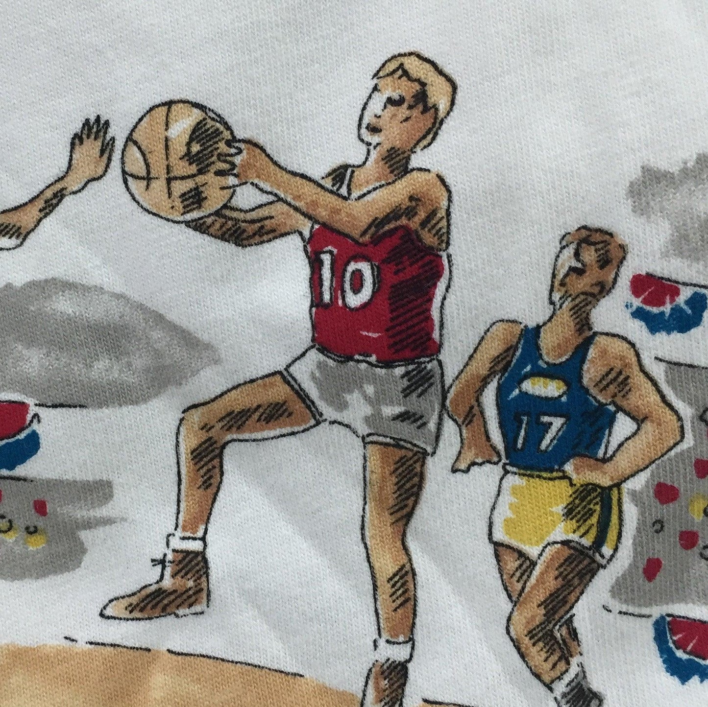 Basketball on White Cotton Jersey Fabric - Nature's Fabrics