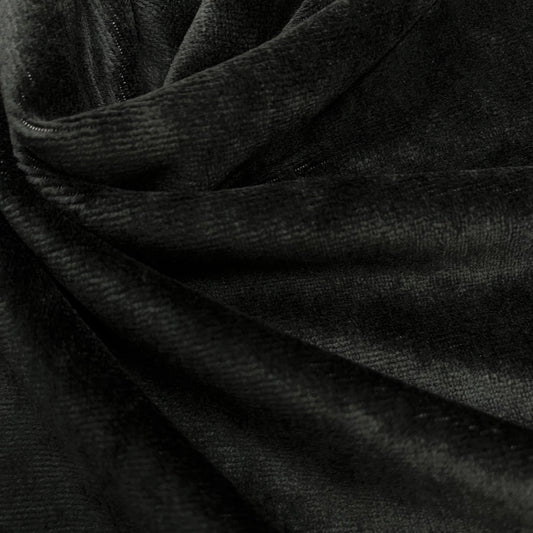 Close-up of draped black velvet fabric from Nature's Fabrics.