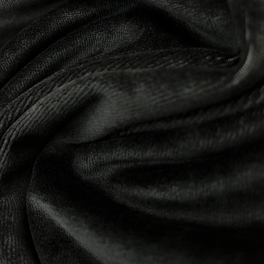 Close-up of draped black velvet fabric from Nature's Fabrics