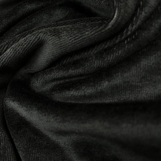 Close-up of draped black premium natural fabric from Nature's Fabrics.