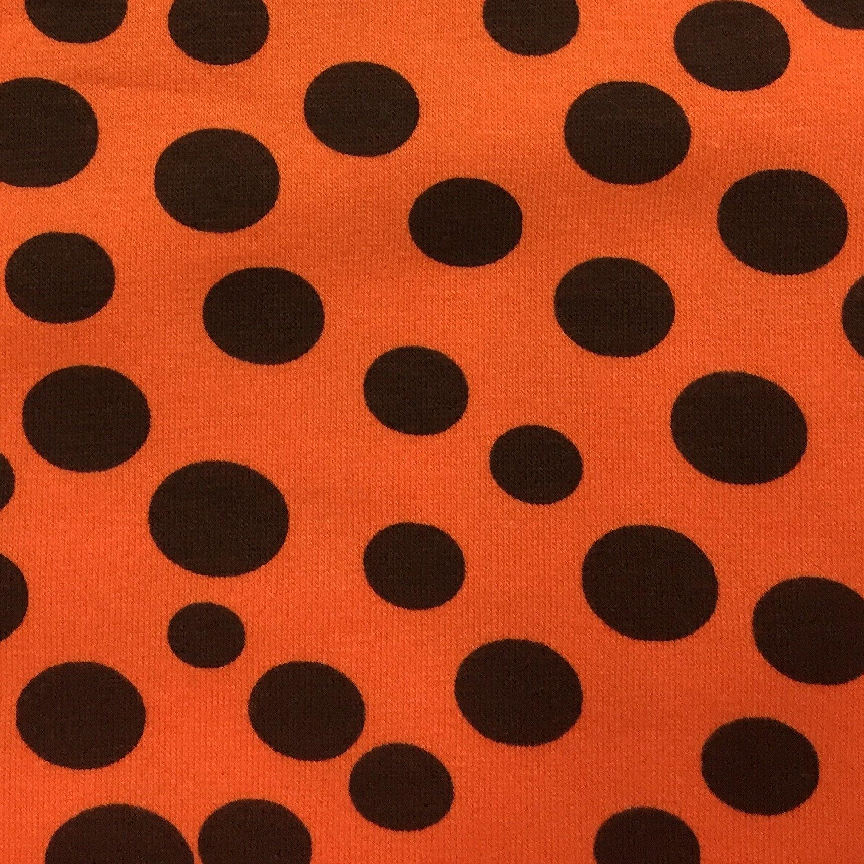 Black Dots on Orange Cotton/Spandex Jersey Fabric - Nature's Fabrics