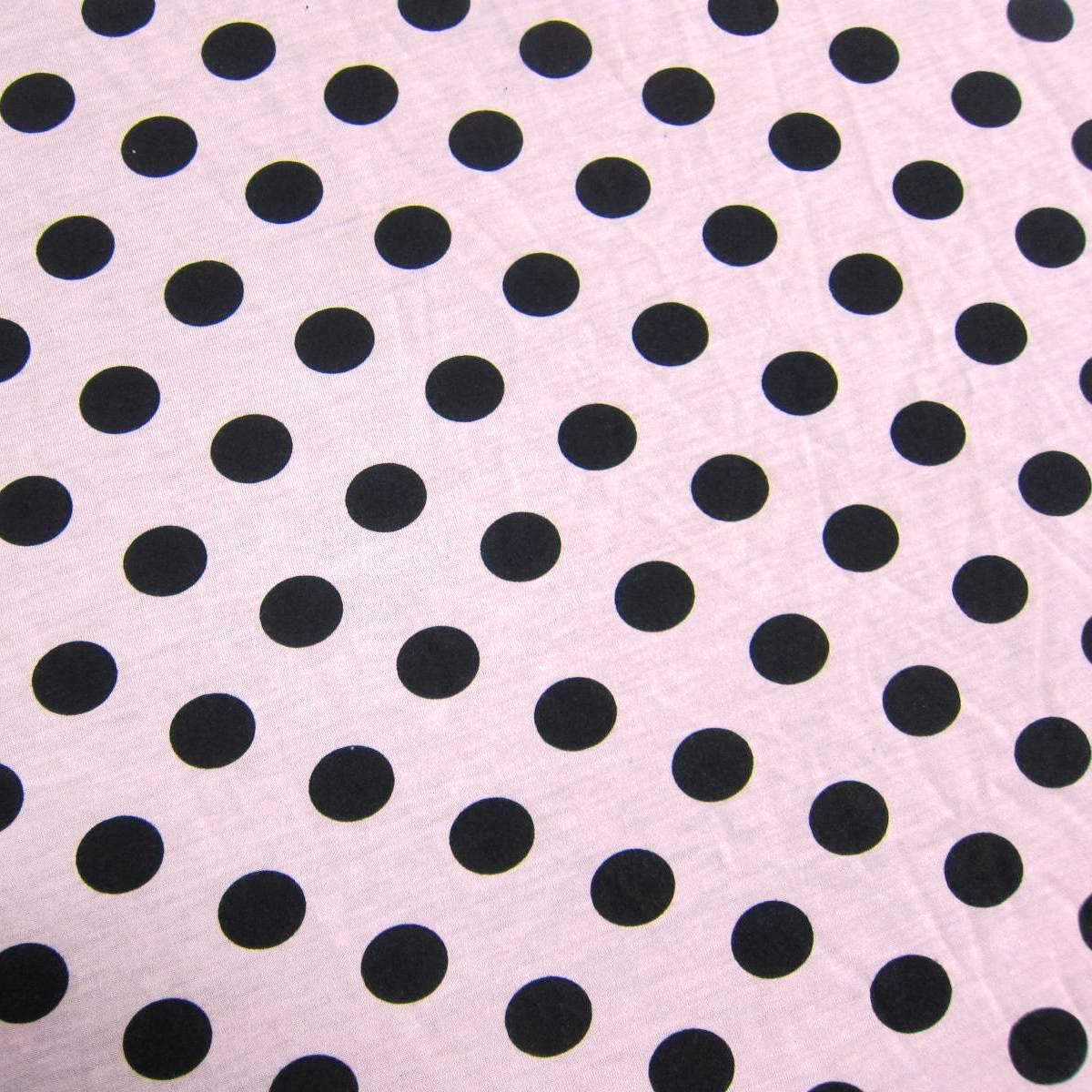 Black Dots On Salmon Cotton/Poly Jersey Fabric - Nature's Fabrics