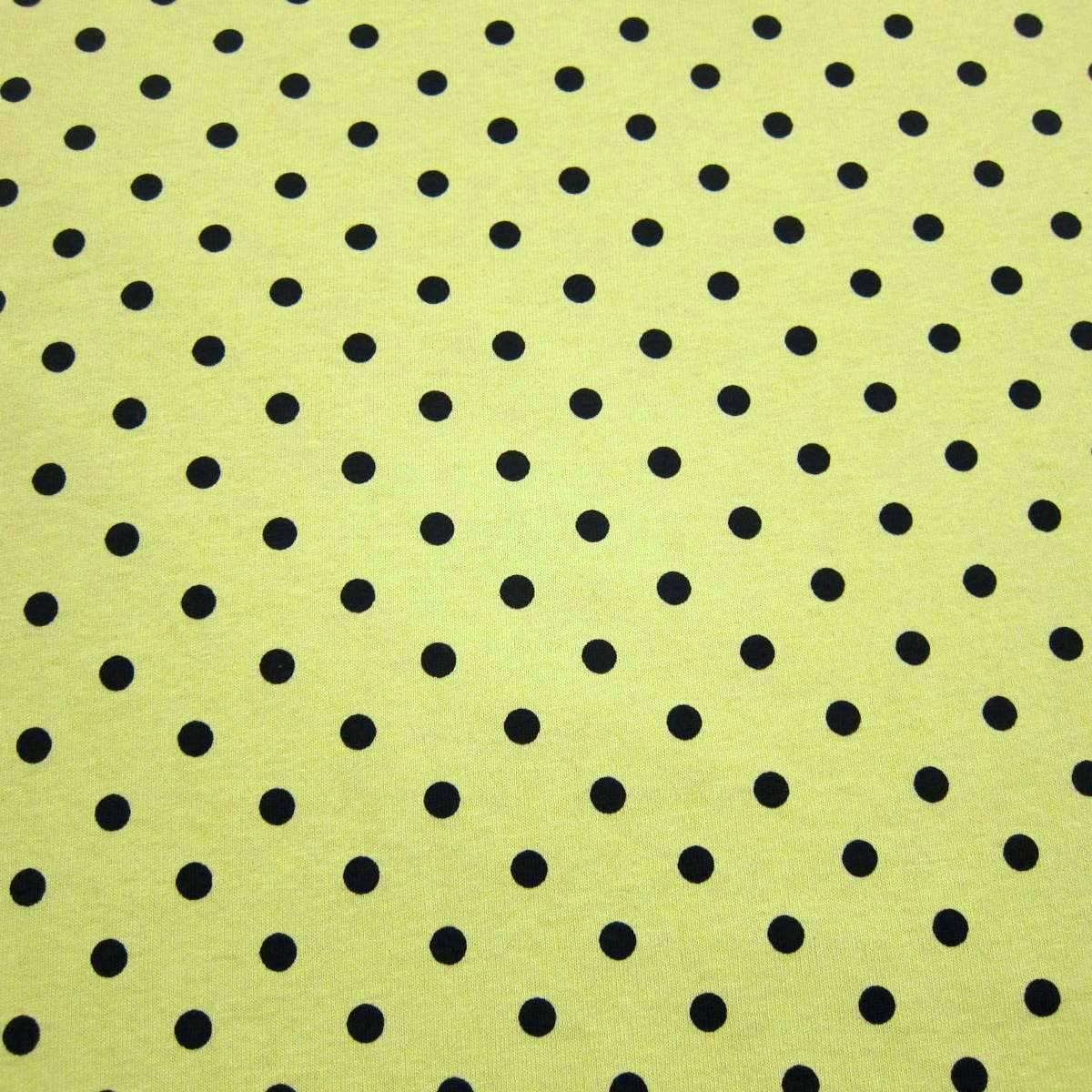 Black Dots On Yellow Cotton Jersey Fabric - Nature's Fabrics