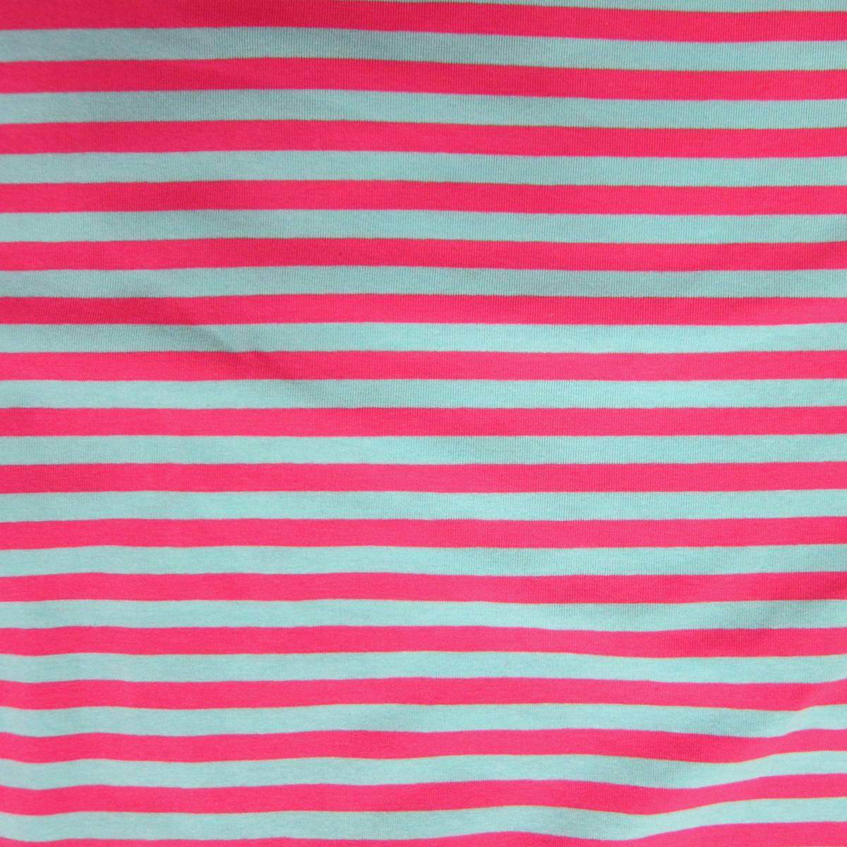 Blue and Pink 3/8" Stripes on Cotton/Spandex Jersey Fabric - Nature's Fabrics