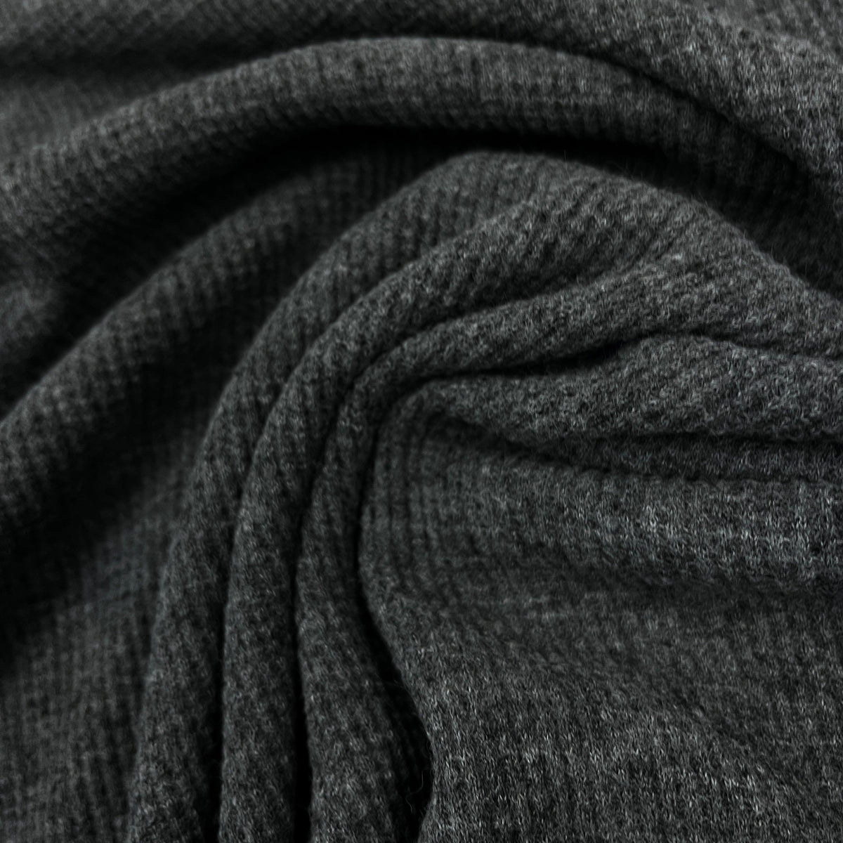 Blue Slate Heather Organic Cotton Waffle Thermal Fabric - Grown in the USA - Nature's Fabrics