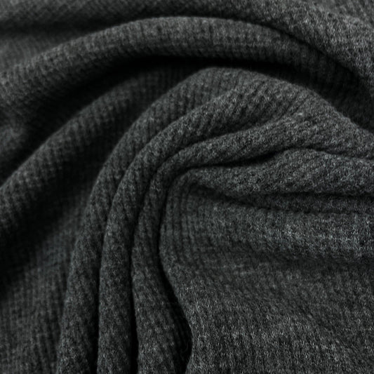 Blue Slate Heather Organic Cotton Waffle Thermal Fabric - Grown in the USA - Nature's Fabrics
