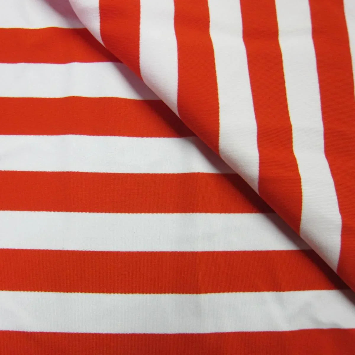 Bright Orange and White 3/4" Stripe on Cotton/Spandex Jersey Fabric - Nature's Fabrics