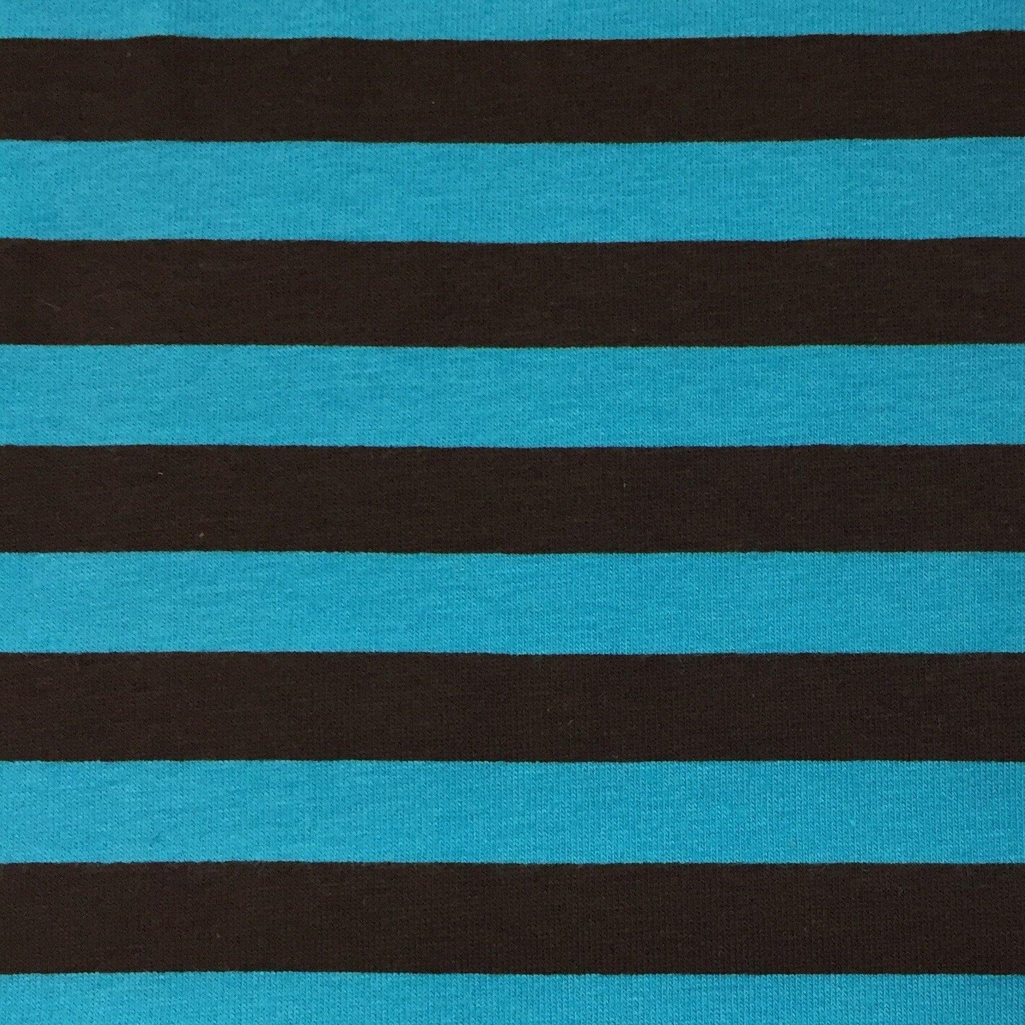 Brown and Blue 1/2" Stripes on Cotton/Spandex Jersey Fabric - Nature's Fabrics