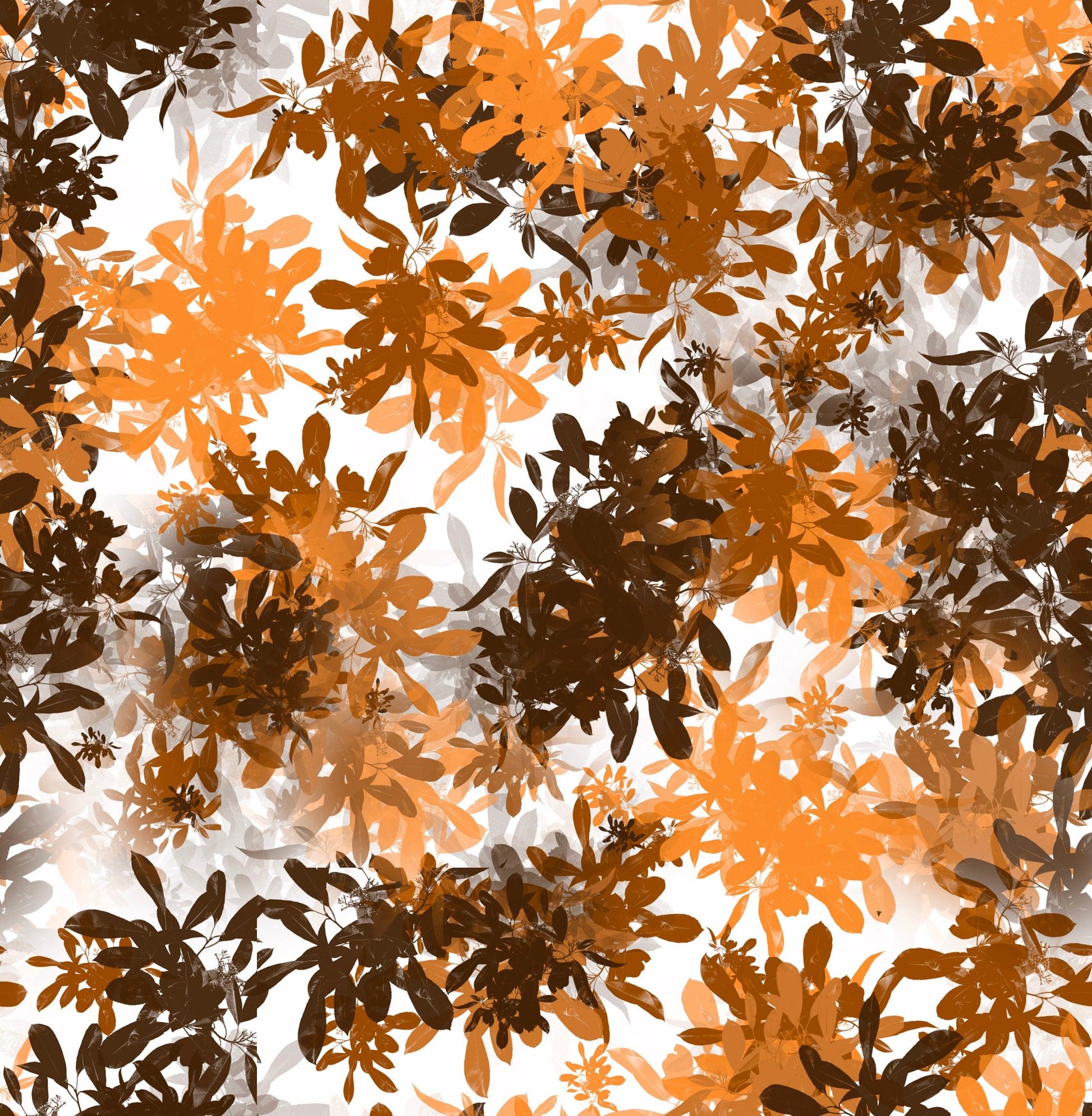 Brown and Orange Leaves on Bamboo/Spandex Jersey Fabric - Nature's Fabrics