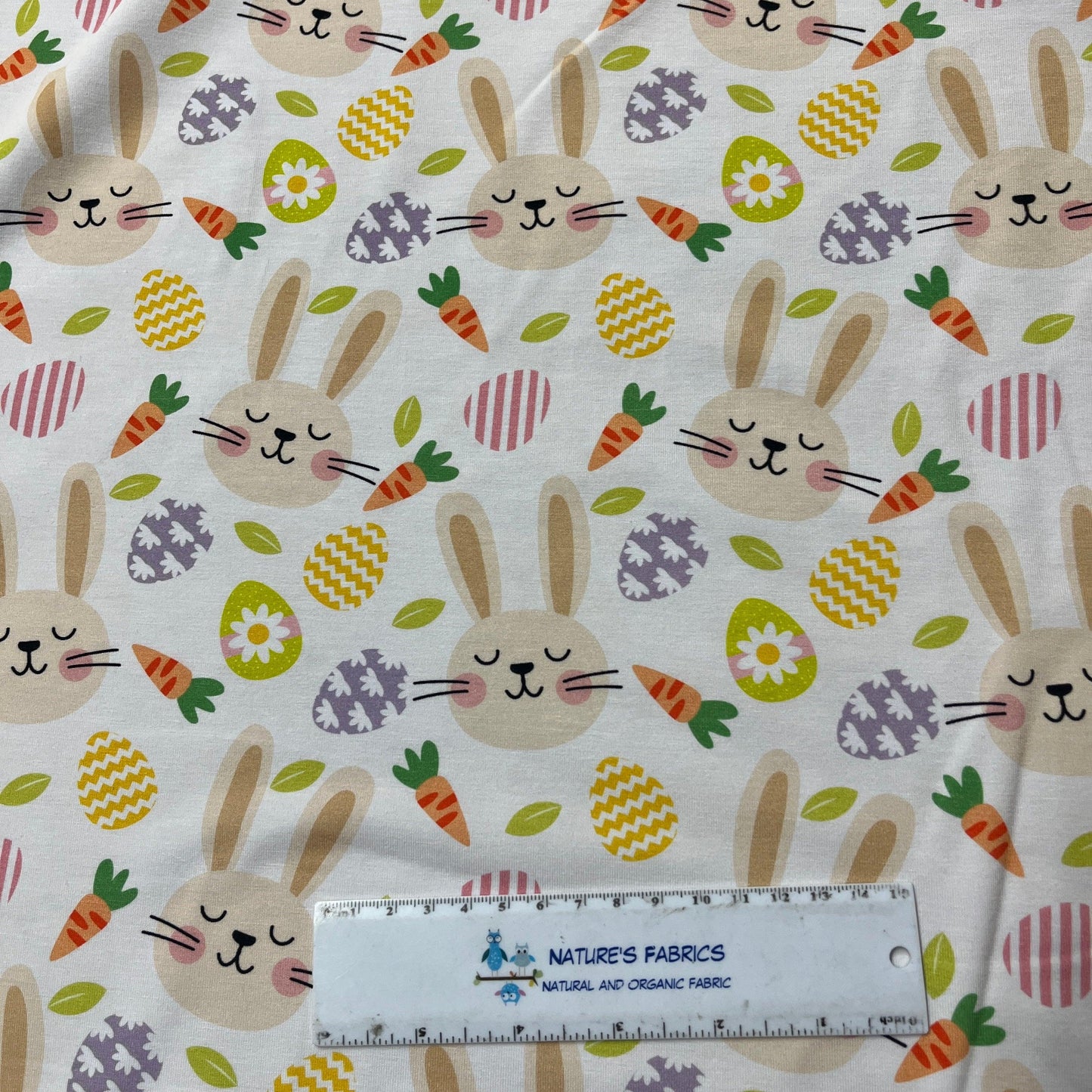 Bunny Toss on Bamboo/Spandex Jersey Fabric - Nature's Fabrics