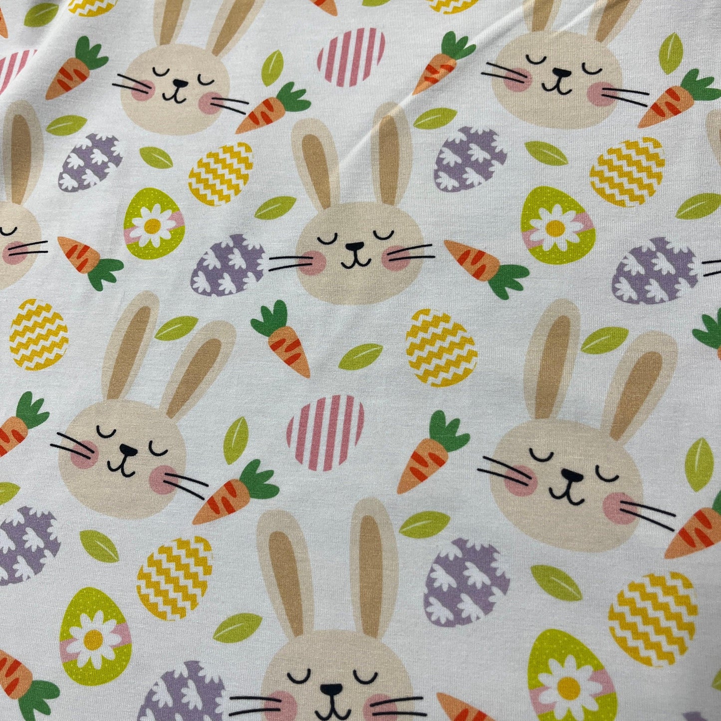 Bunny Toss on Bamboo/Spandex Jersey Fabric - Nature's Fabrics