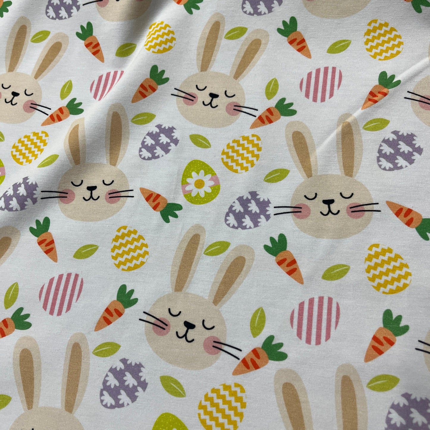 Bunny Toss on Bamboo/Spandex Jersey Fabric - Nature's Fabrics