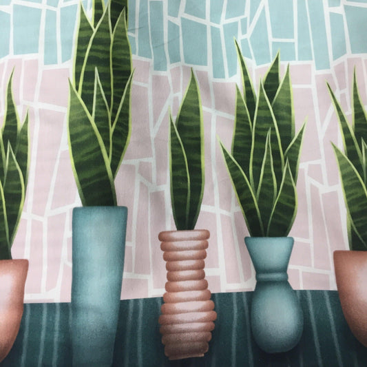 Cactus on Organic Cotton/Spandex Jersey Fabric - 25" x 30" Panel - Nature's Fabrics