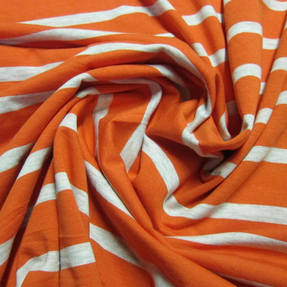 Carrot Stripe Bamboo/Spandex Jersey Fabric - Nature's Fabrics