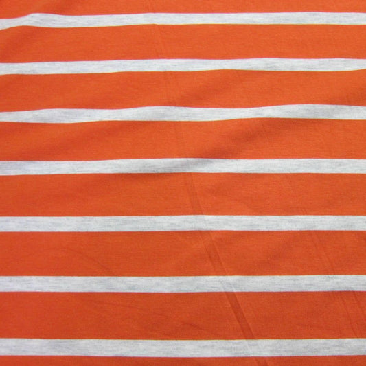Nature's Fabrics orange and white horizontal striped natural fabric