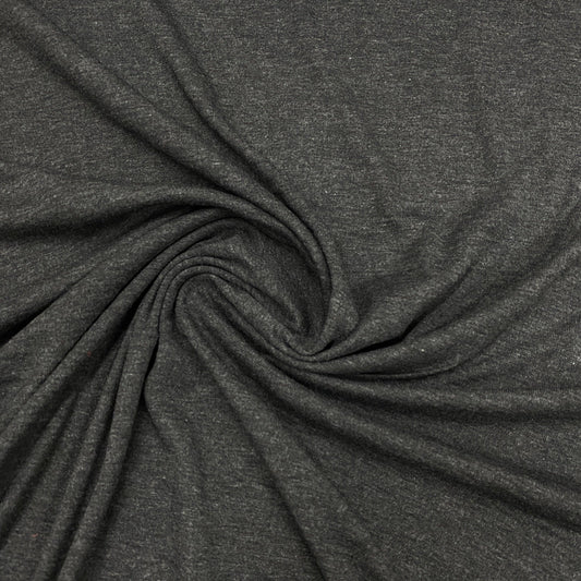 Charcoal Heather Organic Cotton Rib Knit Fabric - Nature's Fabrics