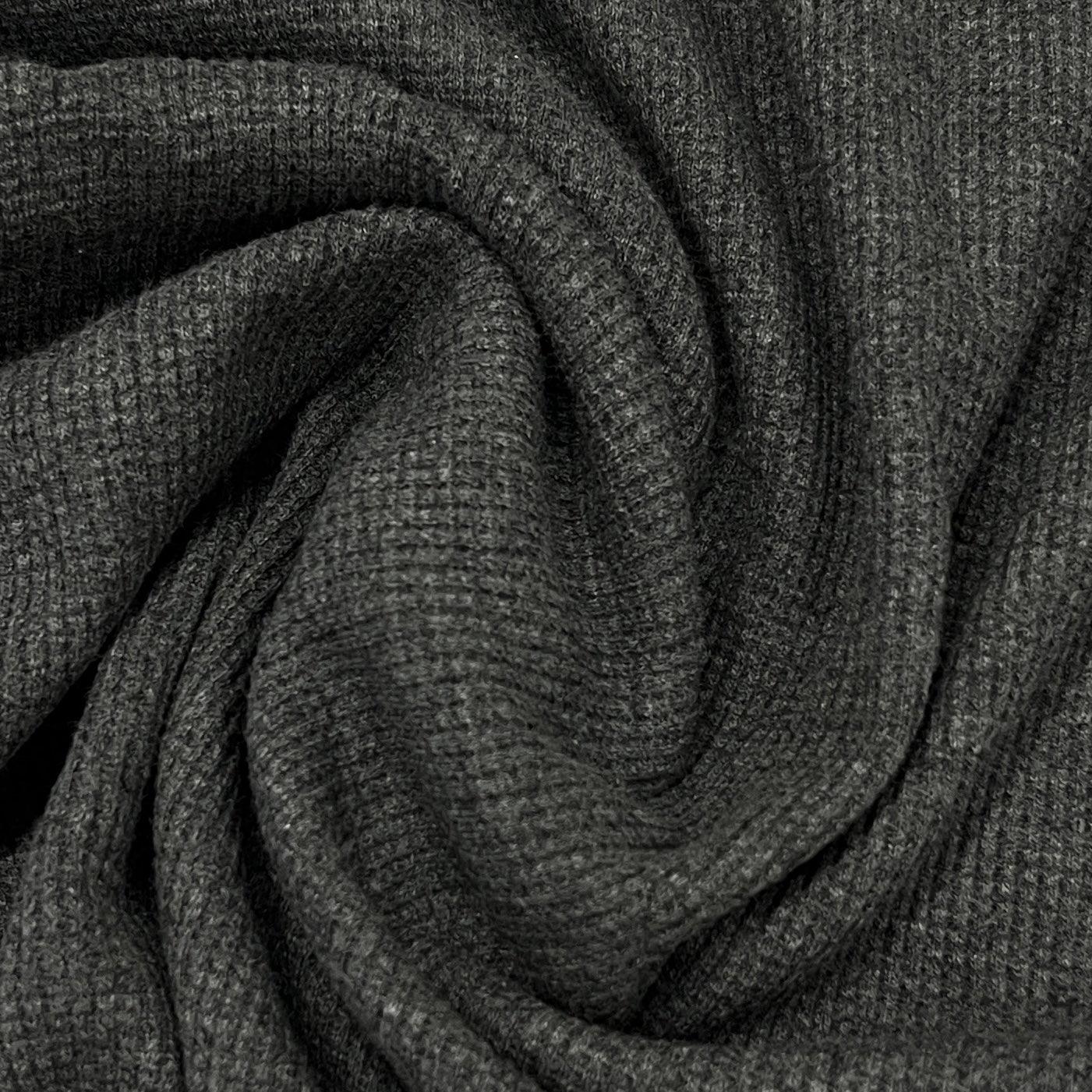Charcoal Heather Organic Cotton Waffle Thermal Fabric - Nature's Fabrics