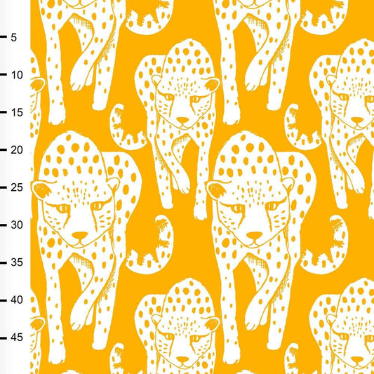 Cheetahs on Sun Organic Cotton/Spandex Jersey Fabric - Nature's Fabrics