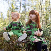 Chocolate Ursa on Forest Organic Cotton/Spandex Jersey Fabric - Nature's Fabrics