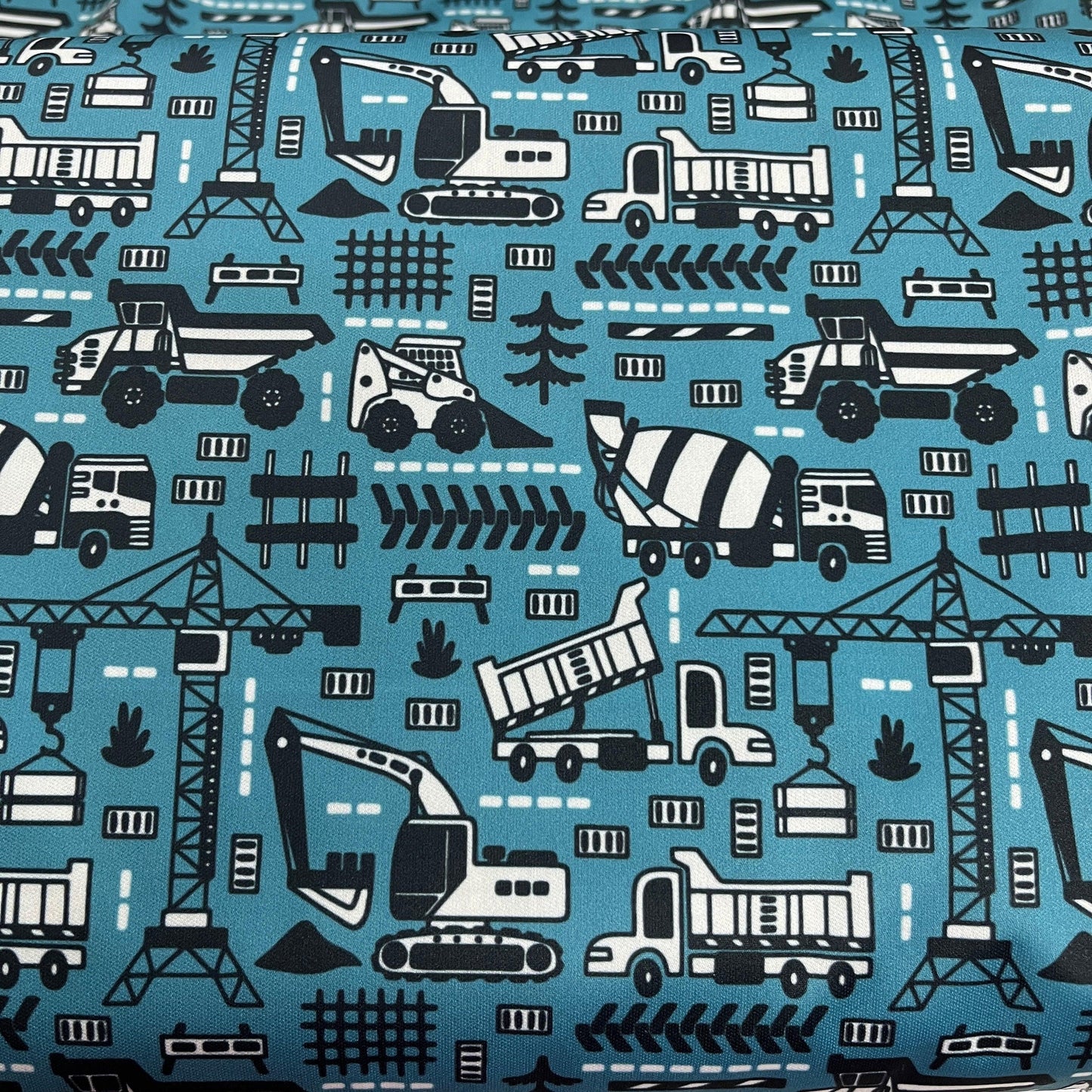 Construction on Teal 1 mil PUL Fabric - Made in the USA - Nature's Fabrics